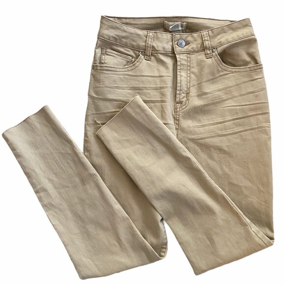 Sky and Sparrow Skinny Frayed Hem Tan Jeans - Picture 5 of 16